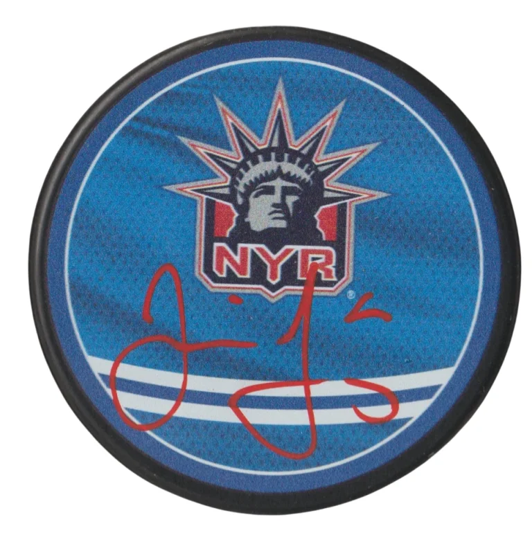 Jaromir Jagr Signed Rangers Reverse Retro Puck Beckett Witness BAS COA