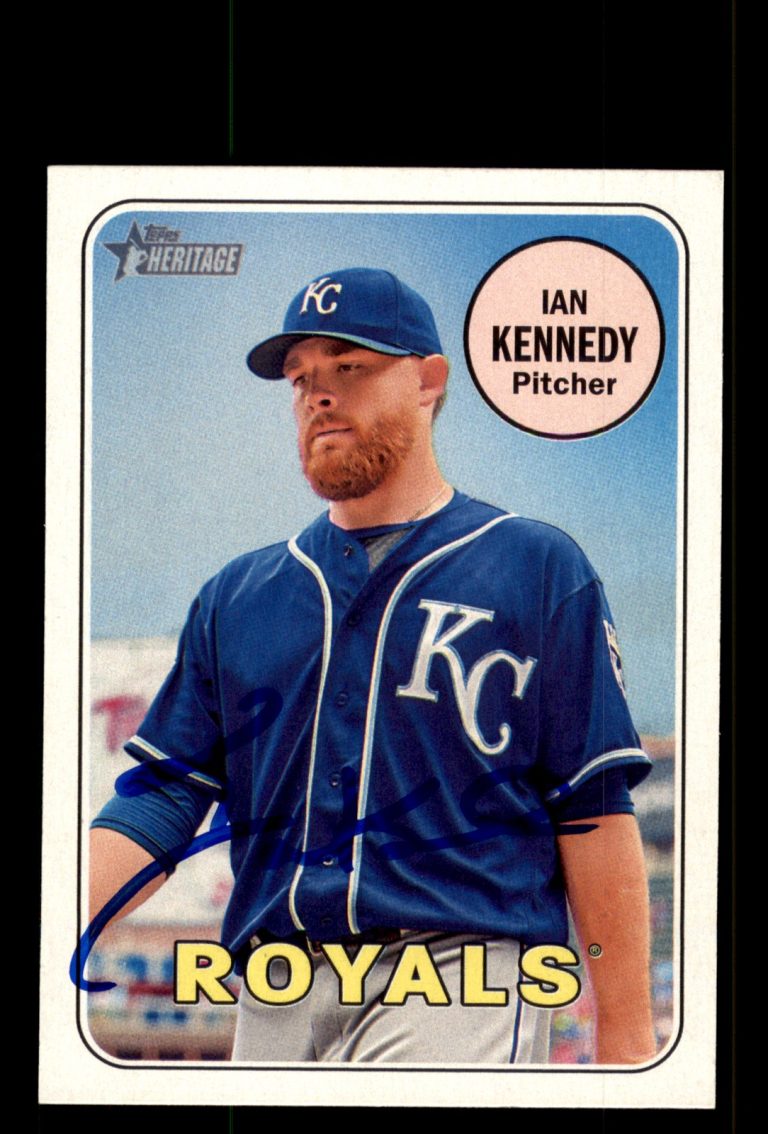 Signed Baseball Card Auto Ian Kennedy 2018 Topps Heritage #363 Royals