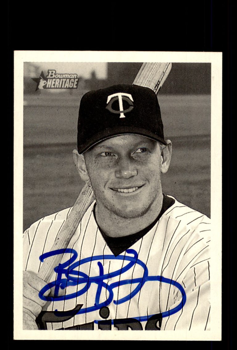 Signed Baseball Card Auto Bobby Kielty 2001 Bowman Heritage #197 Minnesota Twins