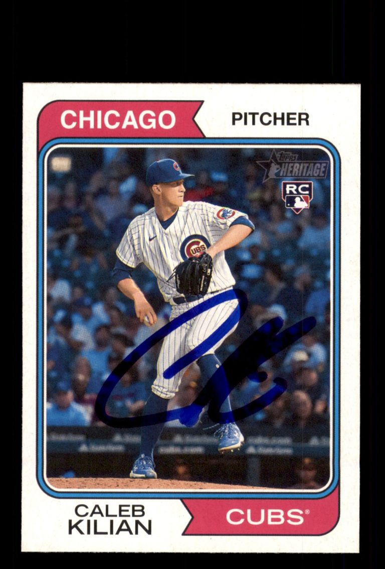 Signed Baseball Card Auto Caleb Kilian 2023 Topps Heritage #92 Chicago Cubs