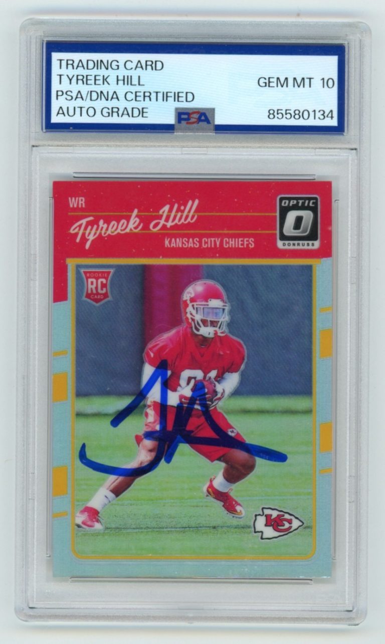 Tyreek Hill 2016 Donruss Optic #117 Silver Holo Signed Rookie RC PSA 10 GEM MINT