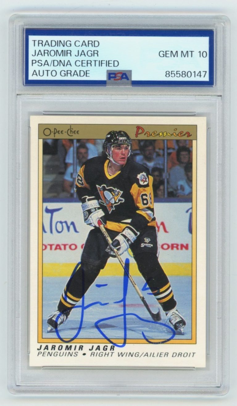 Jaromir Jagr 1990-91 O-Pee-Chee Premier #50 Rookie RC Signed PSA 10 GEM MINT