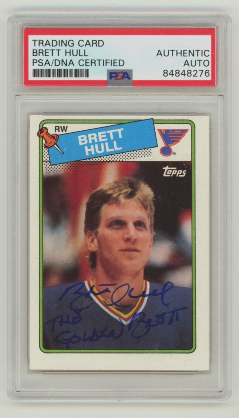 Brett Hull 1988-89 O-Pee-Chee OPC 66 RC w/ The Golden Brett Insc Signed PSA Auto