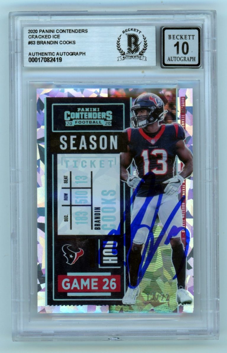 Brandin Cooks 2020 Panini Contenders Cracked Ice JSY #13/22 Beckett BGS 10 Auto