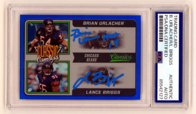 Brian Urlacher Lance Briggs 2021 Panini Classic Combos Blue #/5 Signed PSA Auto