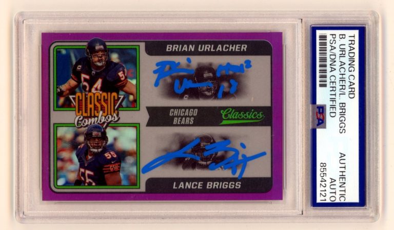 Brian Urlacher Lance Briggs 2021 Panini Classic Combo Purple /25 Signed PSA Auto