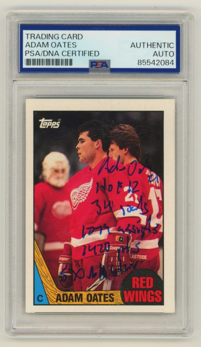 Adam Oates 1987-88 Topps #123 Signed Rookie RC w/ 5 Insc. PSA Authentic Auto HOF