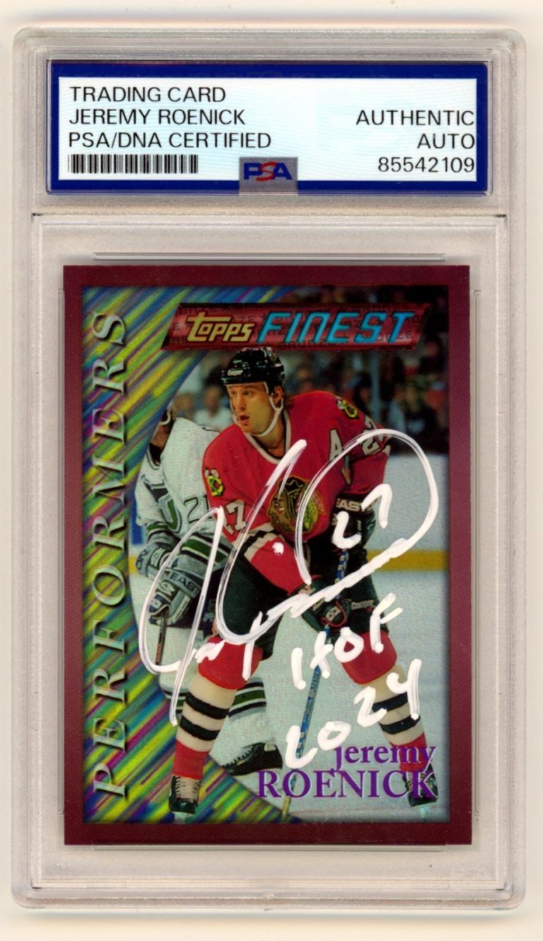 Jeremy Roenick 1996-97 Topps Finest #175 Refractor Signed w/ HOF Insc. PSA Auto