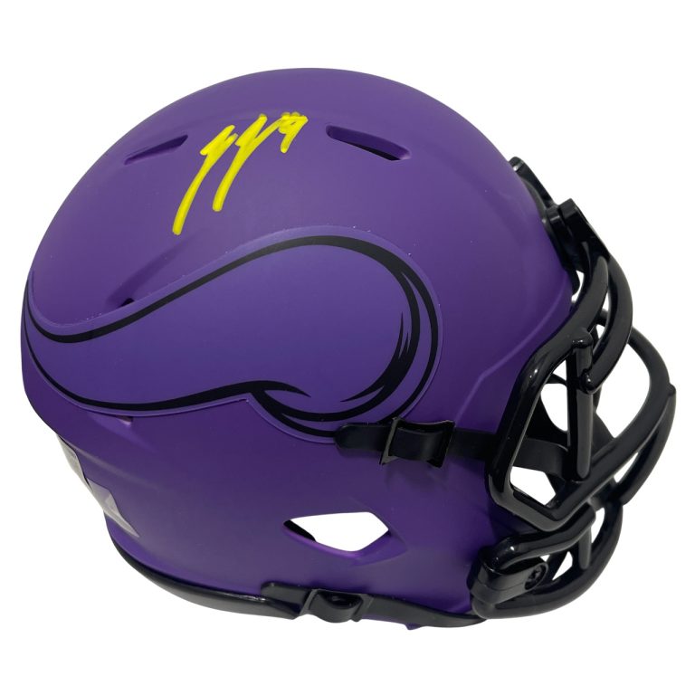 J.J. McCarthy Signed Minnesota Vikings Rave Mini Helmet Beckett Witness BAS COA
