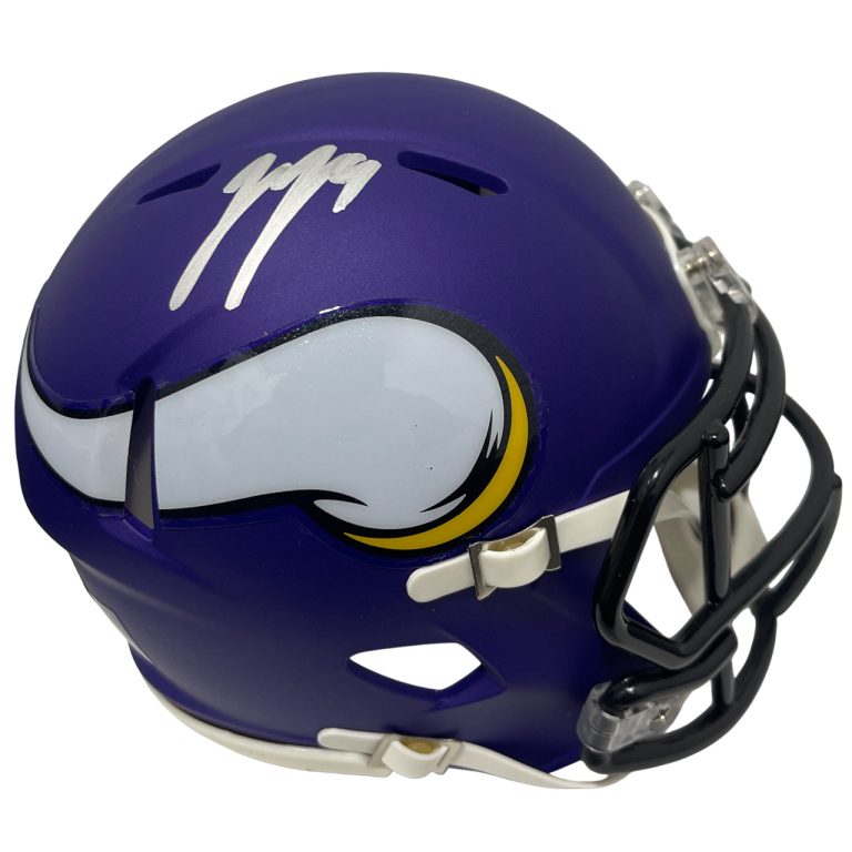 J.J. McCarthy Signed Minnesota Vikings Speed Mini Helmet Beckett Witness BAS COA
