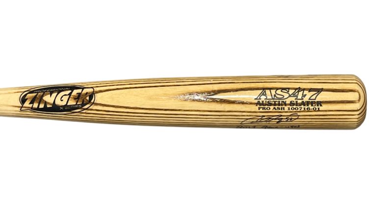 Auston Slater Signed AS47 Zinger 2017 Game Used Rookie Bat ONYX COA Yankees