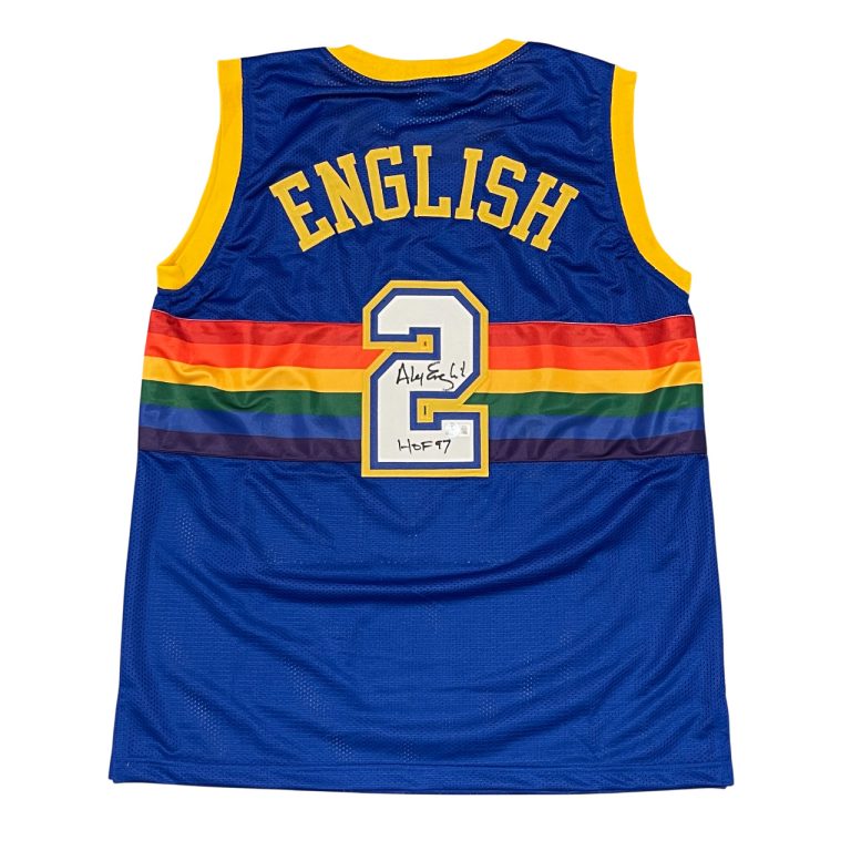Alex English Signed Denver Nuggets Custom Jersey w/ HOF 97 Beckett Wit BAS COA
