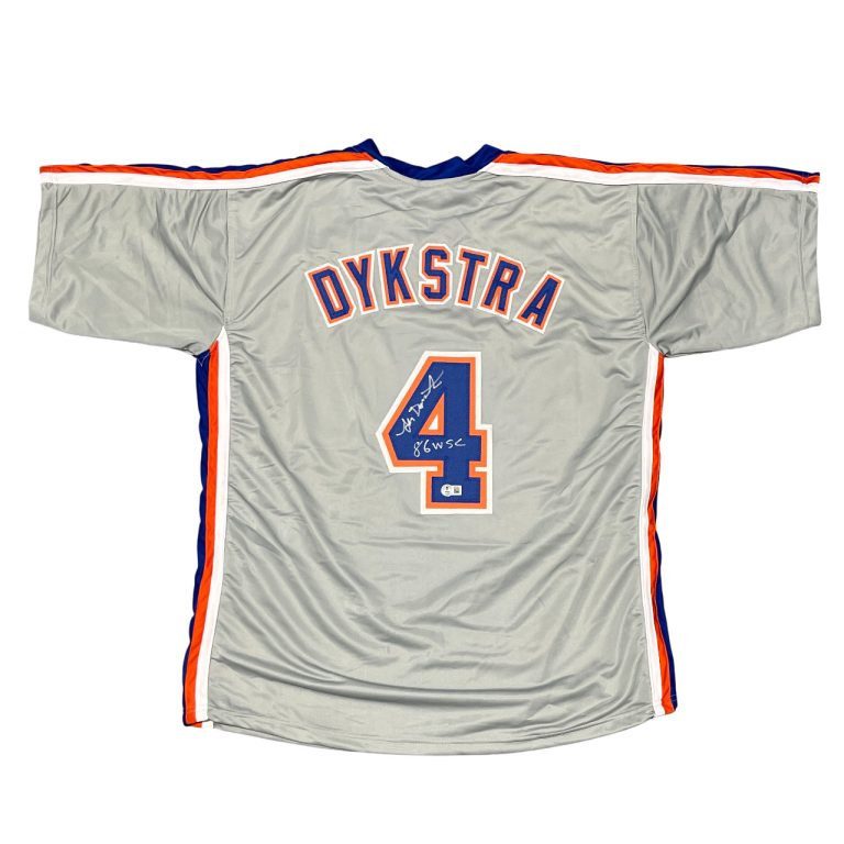 Lenny Dykstra Signed New York Mets Custom Jersey w/ 86 WSC Beckett Wit BAS COA
