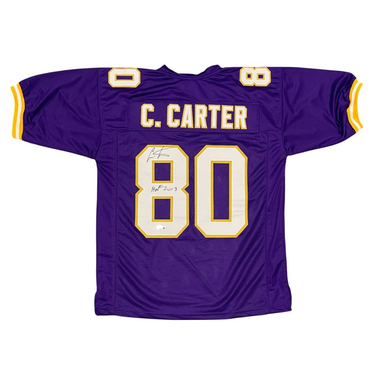 Cris Carter Signed Vikings Custom Jersey w/ HOF 2013 Beckett Witness BAS COA