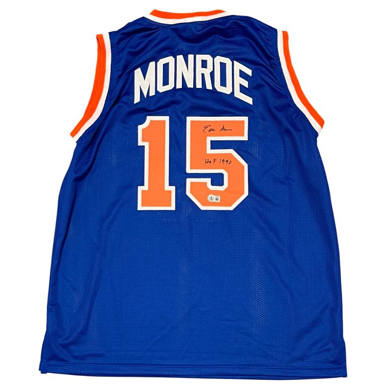 Earl Monroe Signed New York Knicks Custom Jersey w/ HOF 1990 Beckett Wit BAS COA