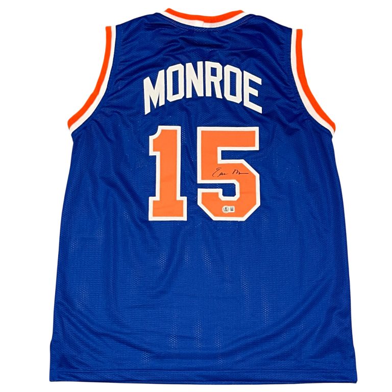 Earl Monroe Signed New York Knicks Custom Jersey Beckett Witness BAS COA