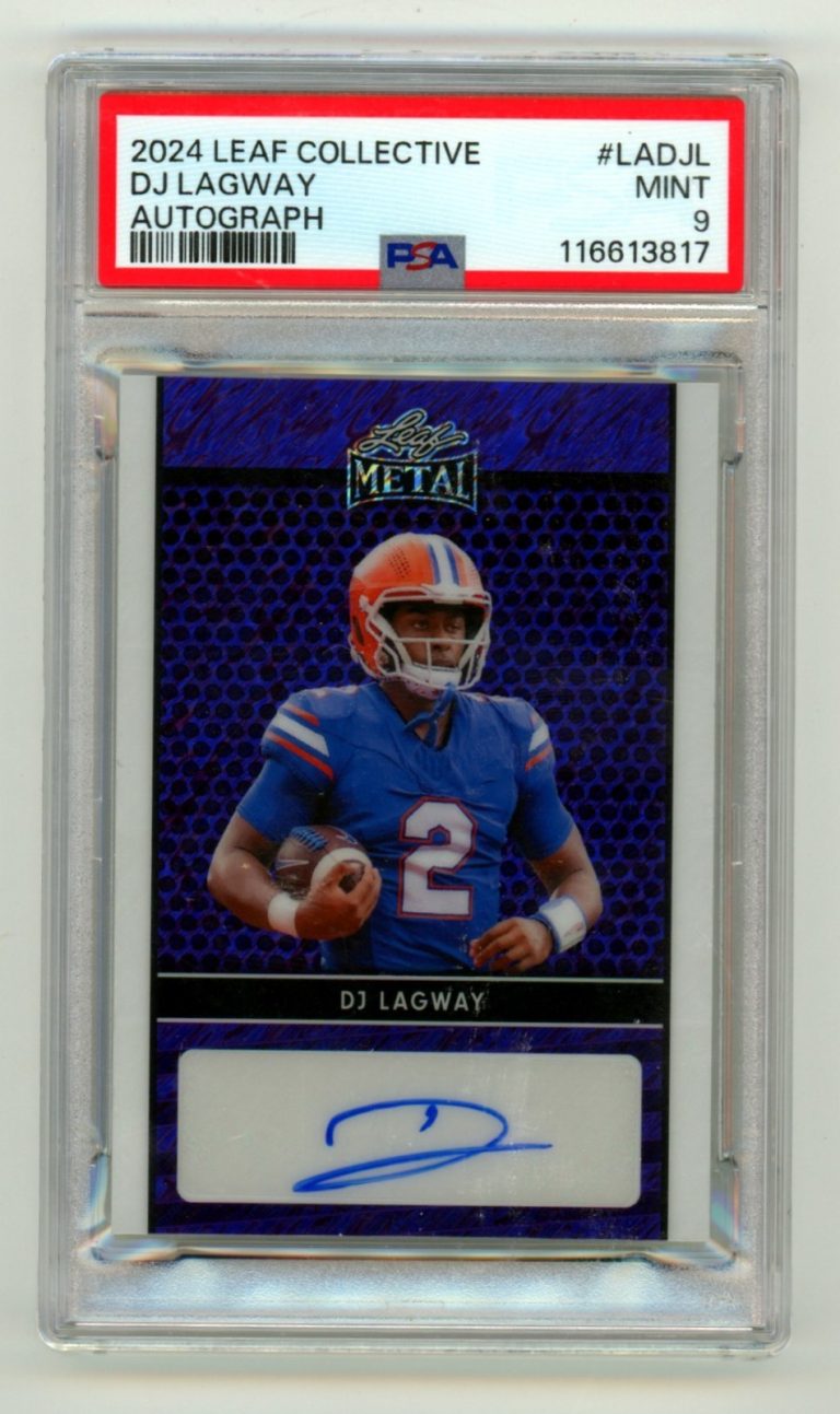 DJ Lagway 2024 Leaf Metal Collective Purple Shimmer Signed Auto RC /7 PSA 9 MINT