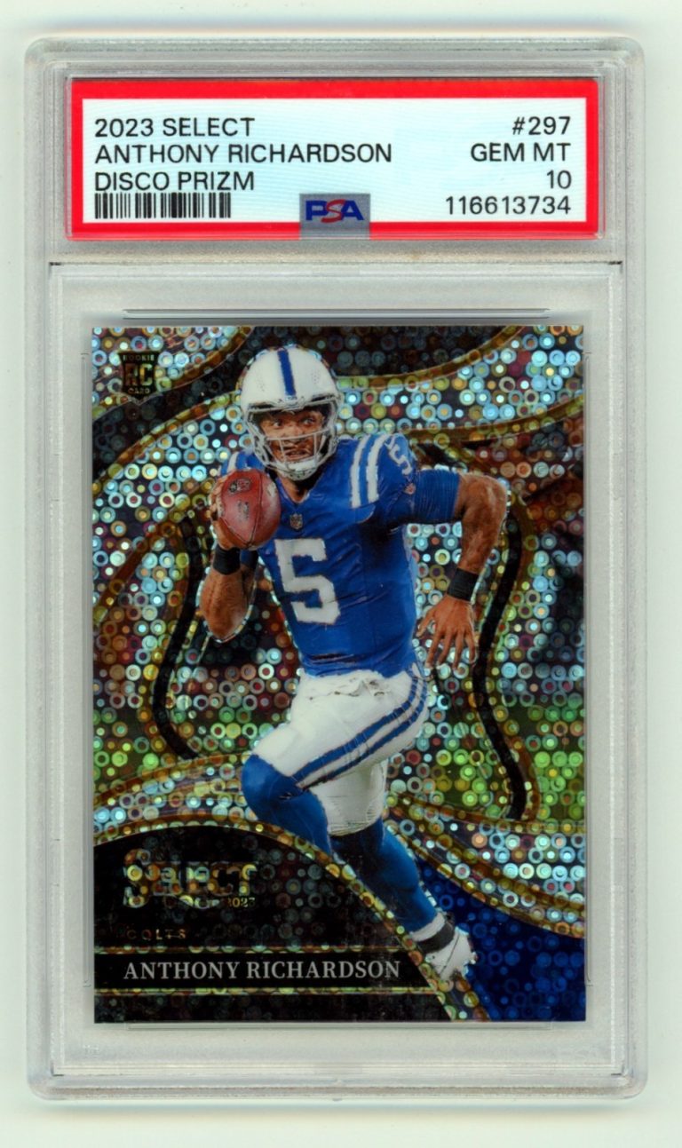 Anthony Richardson 2023 Panini Select 297 Club Silver Disco Prizm RC SP PSA 10