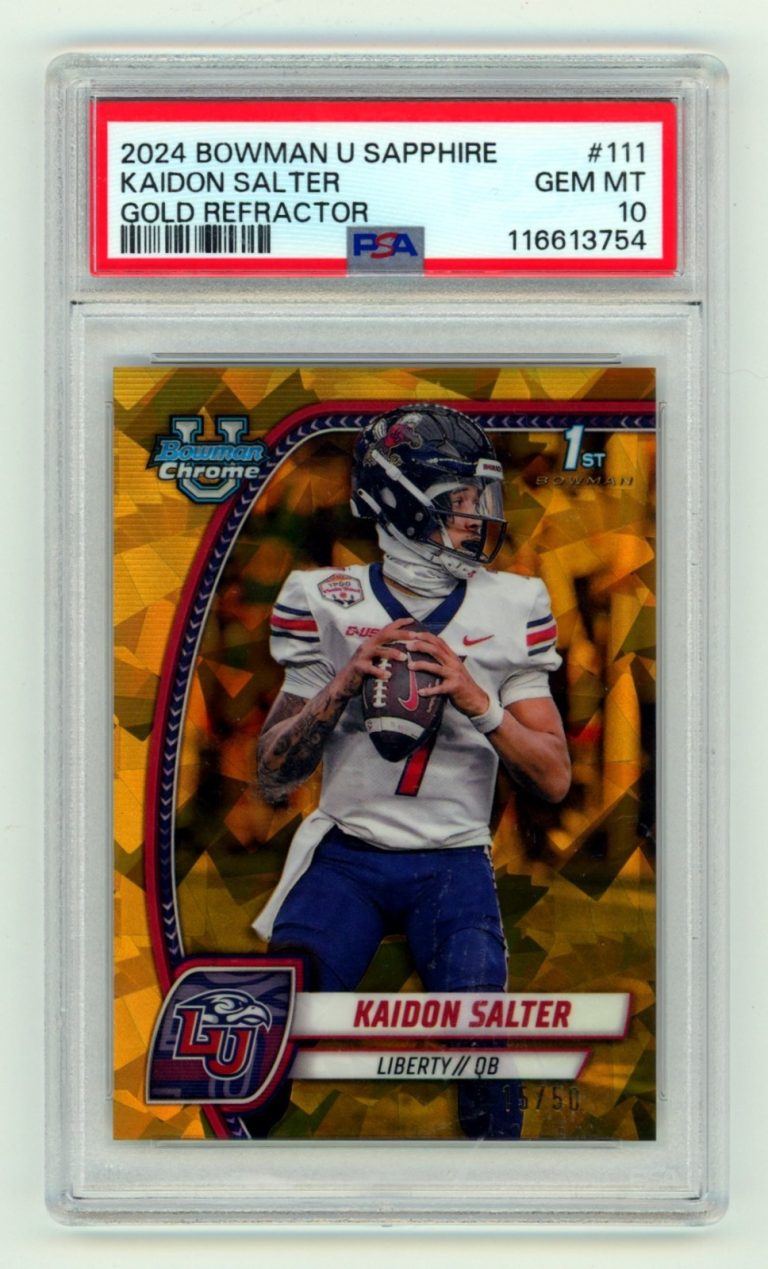 Kaidon Salter 2024 Bowman Chrome U Sapphire 1st Gold Refractor RC /50 PSA 10