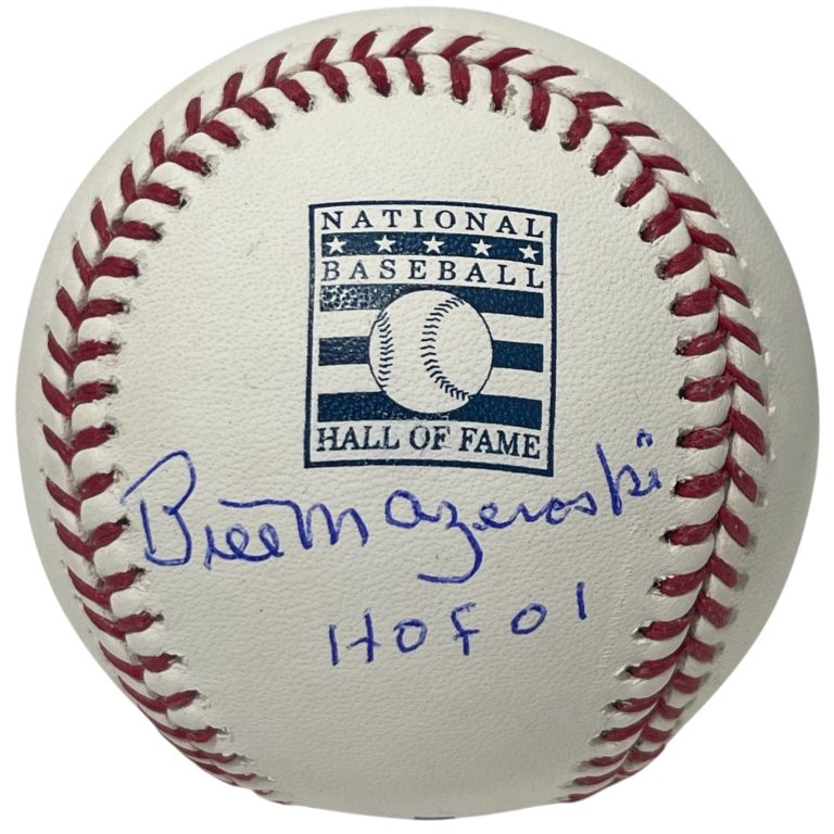 Bill Mazeroski Signed HOF Logo ROMLB Baseball w/ HOF 01 Beckett Witness BAS COA