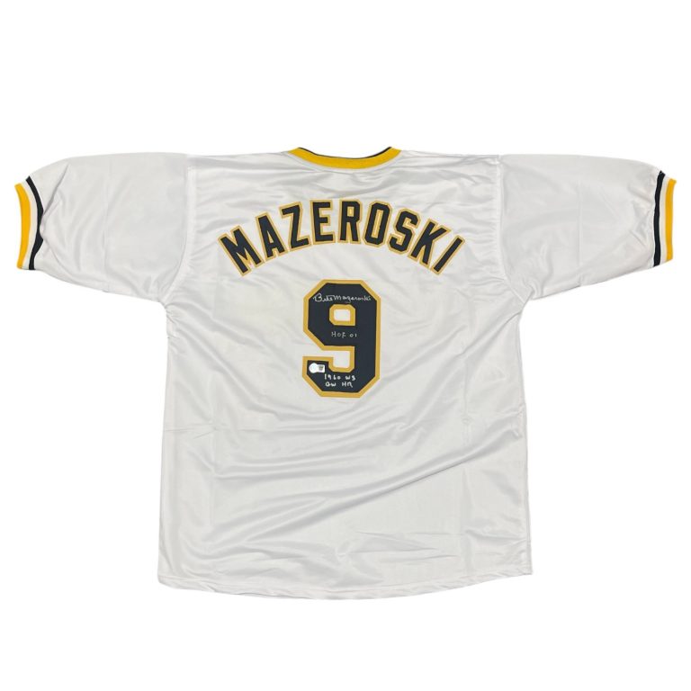 Bill Mazeroski Signed Pirates Custom Jersey w/ 2 Ins Beckett Witness BAS COA