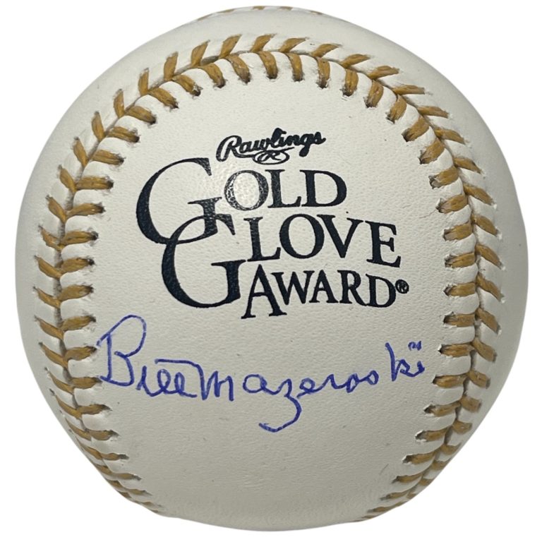 Bill Mazeroski Signed Autographed Gold Glove Baseball Beckett Witness BAS COA