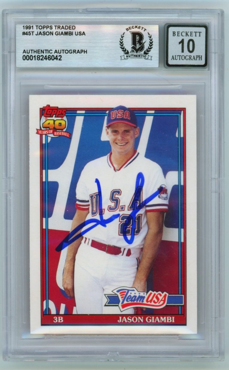 Jason Giambi 1991 Topps Traded USA #45T Signed Rookie RC Beckett BGS 10 Auto