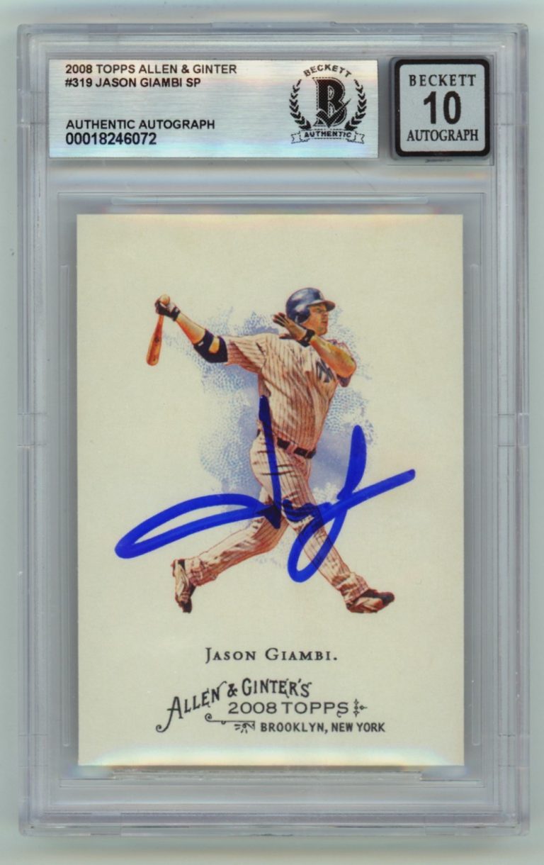 Jason Giambi 2008 Topps Allen & Ginter #319 Signed Beckett BGS 10 Auto Yankees