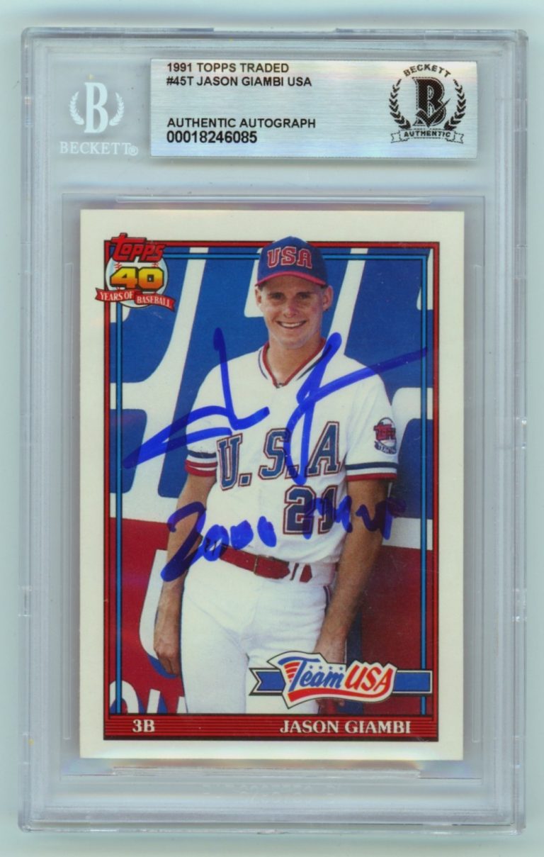 Jason Giambi 1991 Topps Traded USA 45T Signed RC w/2000 MVP Beckett BGS BAS Auto