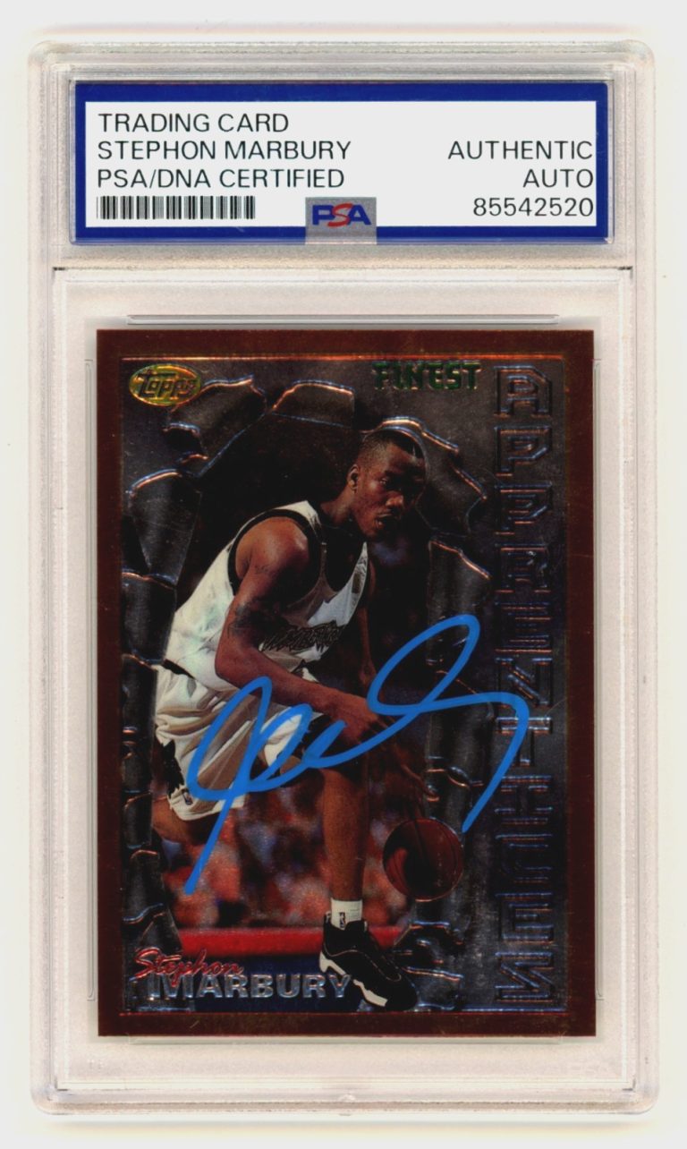 Stephon Marbury 1996-97 Topps Finest #62 Signed Rookie RC PSA Authentic Auto