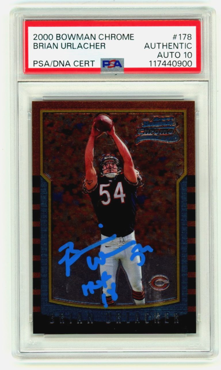 Brian Urlacher 2000 Bowman Chrome #178 Signed Rookie RC w/ HOF 18 PSA 10 Auto A