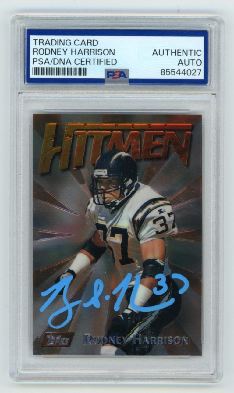 Rodney Harrison 1997 Topps Finest 46 Hitmen Signed Rookie RC PSA Authentic Auto