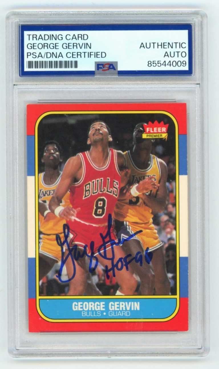 George Gervin 1986-87 Fleer #36 Signed w/ HOF 96 Inscription PSA Authentic Auto