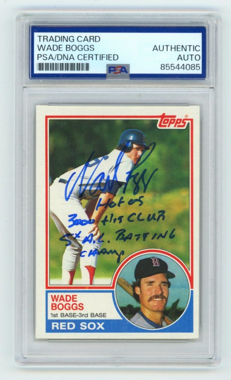 Wade Boggs 1983 Topps #498 Signed Rookie RC w/ 3 Insc. PSA Authentic Auto HOF