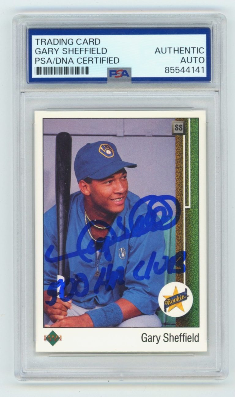 Gary Sheffield 1989 Upper Deck #13 Signed Rookie RC w/ 500 HR Club Insc PSA Auto