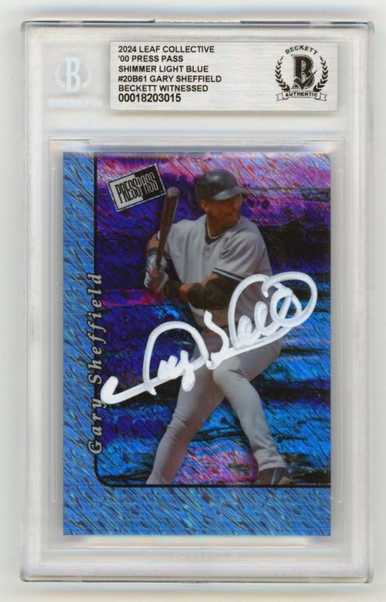 Gary Sheffield 2024 Leaf Press Pass Shimmer Light Blue Signed #1/1 BGS BAS Auto