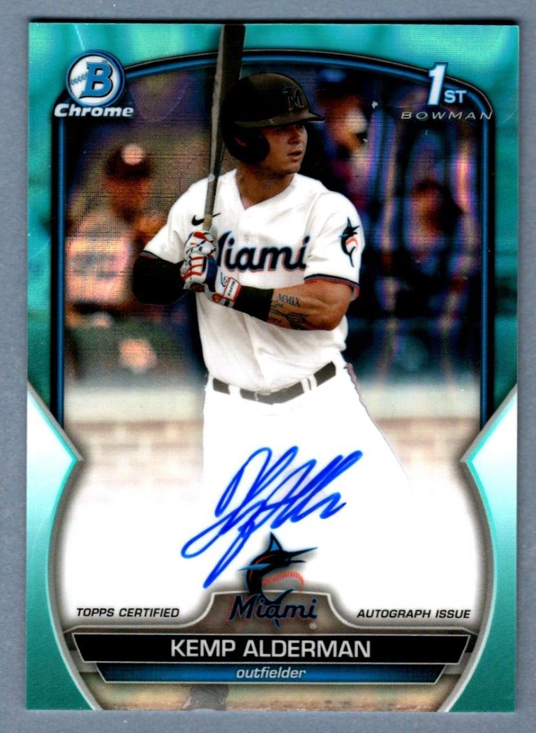 Kemp Alderman 2023 Bowman Chrome 1st Aqua Lava Refractor Signed Auto RC /199