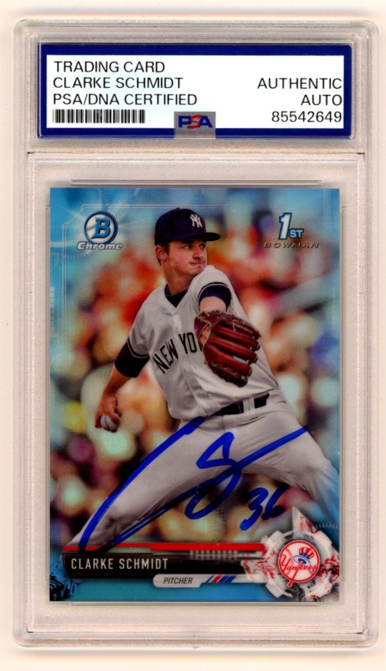 Clarke Schmidt 2017 Bowman Chrome Signed 1st Sky Blue Refractor RC /399 PSA Auto