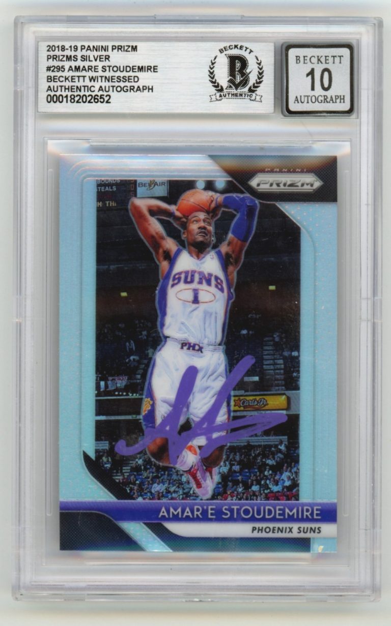 Amar'e Stoudemire 2018-19 Panini Prizm #295 Silver Prizm Signed BGS 10 Auto