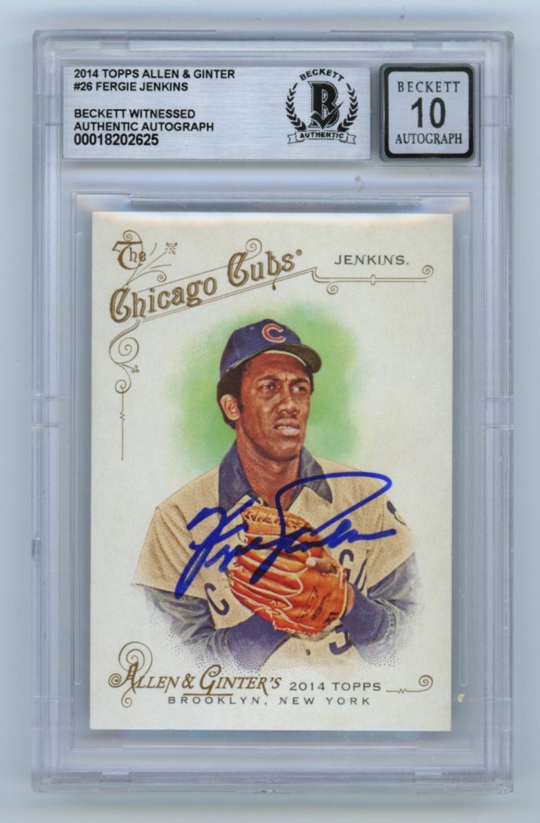 Fergie Jenkins 2014 Topps Allen & Ginter #26 Signed Beckett BGS 10 Auto Cubs