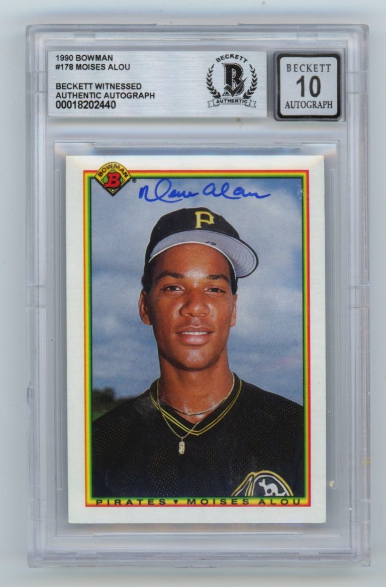Moises Alou 1990 Bowman #178 Signed Rookie RC Beckett BGS 10 Auto Pirates