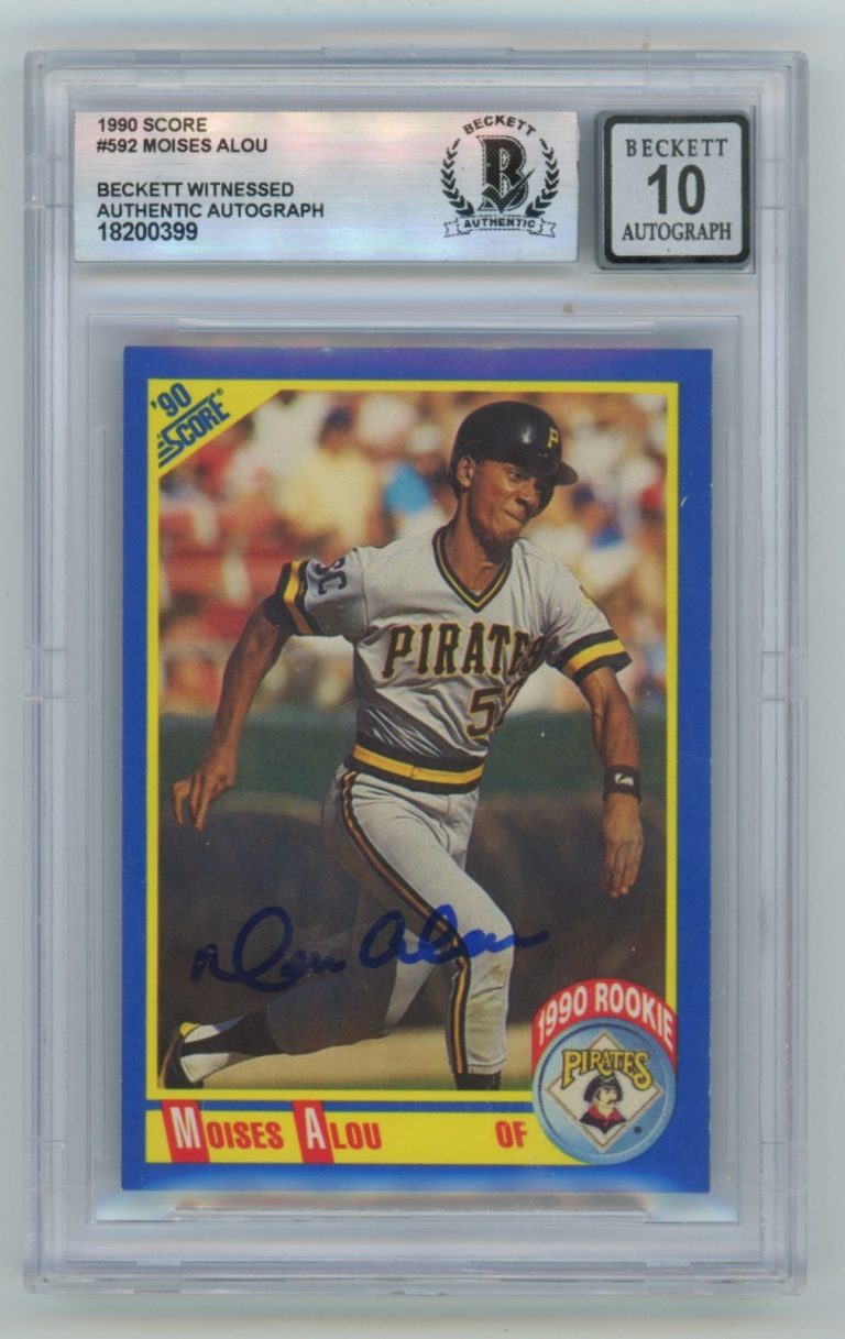 Moises Alou 1990 Score #592 Signed Rookie RC Beckett BGS 10 Auto Pirates