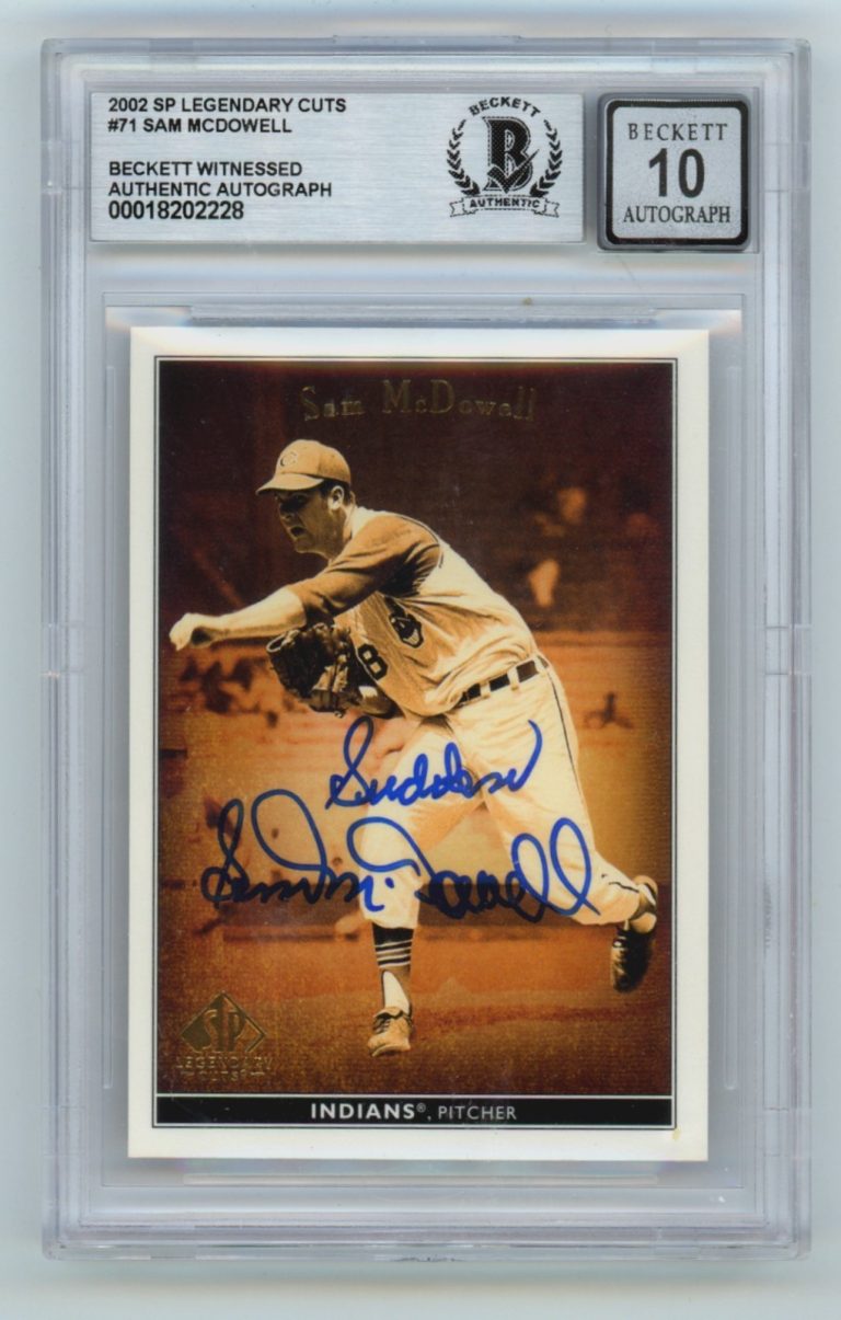 Sam McDowell 2002 UD SP Legendary Cuts #71 Signed w/ Sudden Beckett BGS 10 Auto