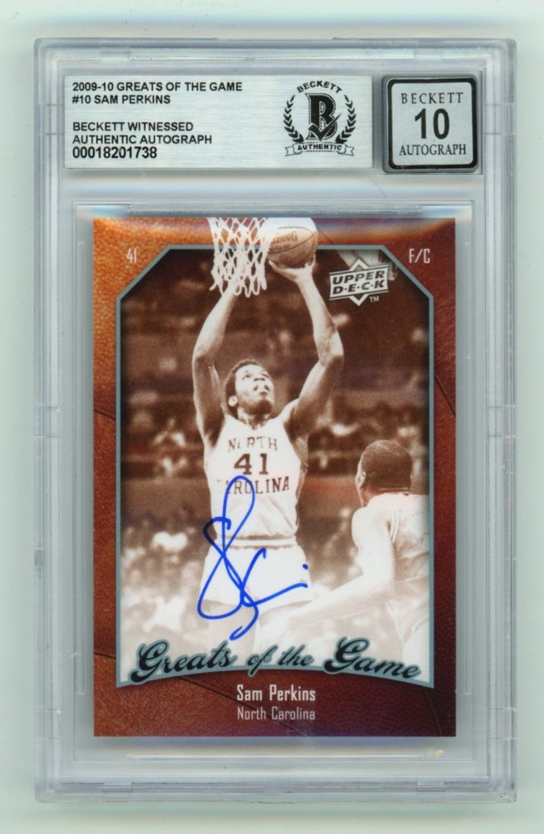 Sam Perkins 2009-10 Upper Deck Greats of the Game #10 Signed Beckett BGS 10 Auto