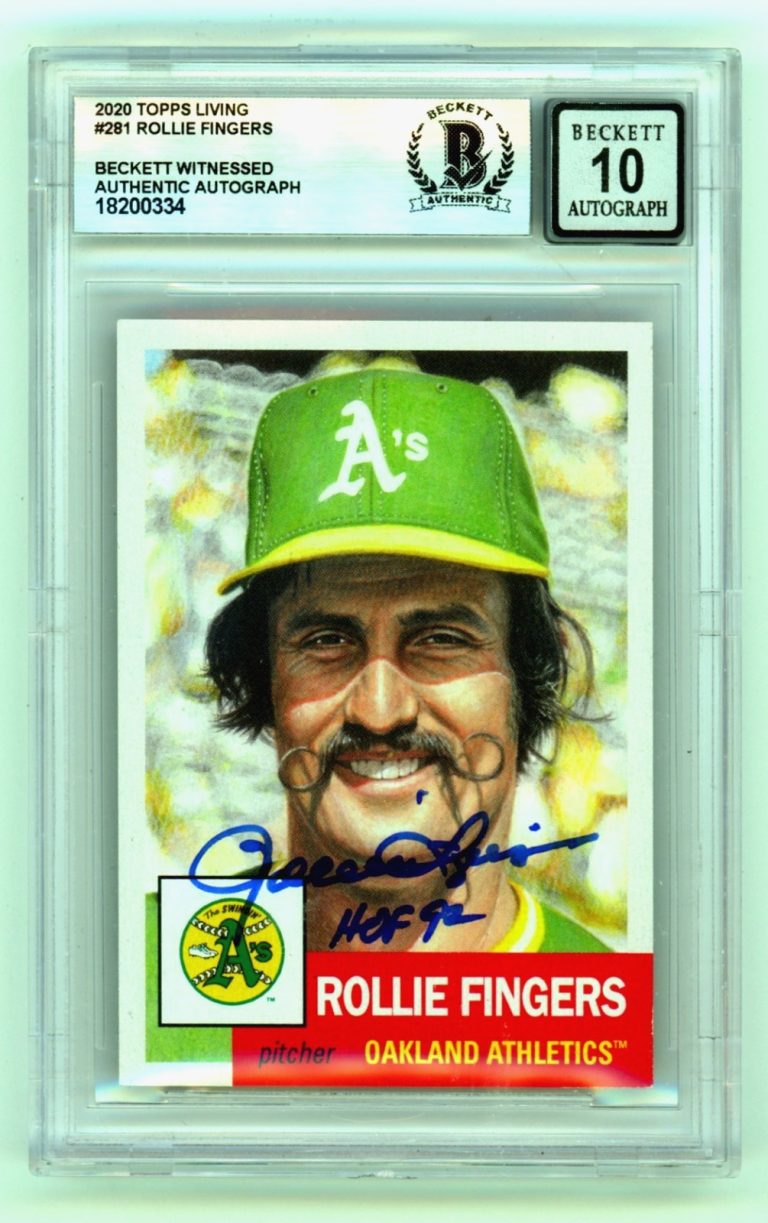 Rollie Fingers 2020 Topps Living #281 Signed w/ HOF 92 Insc Beckett BGS 10 Auto