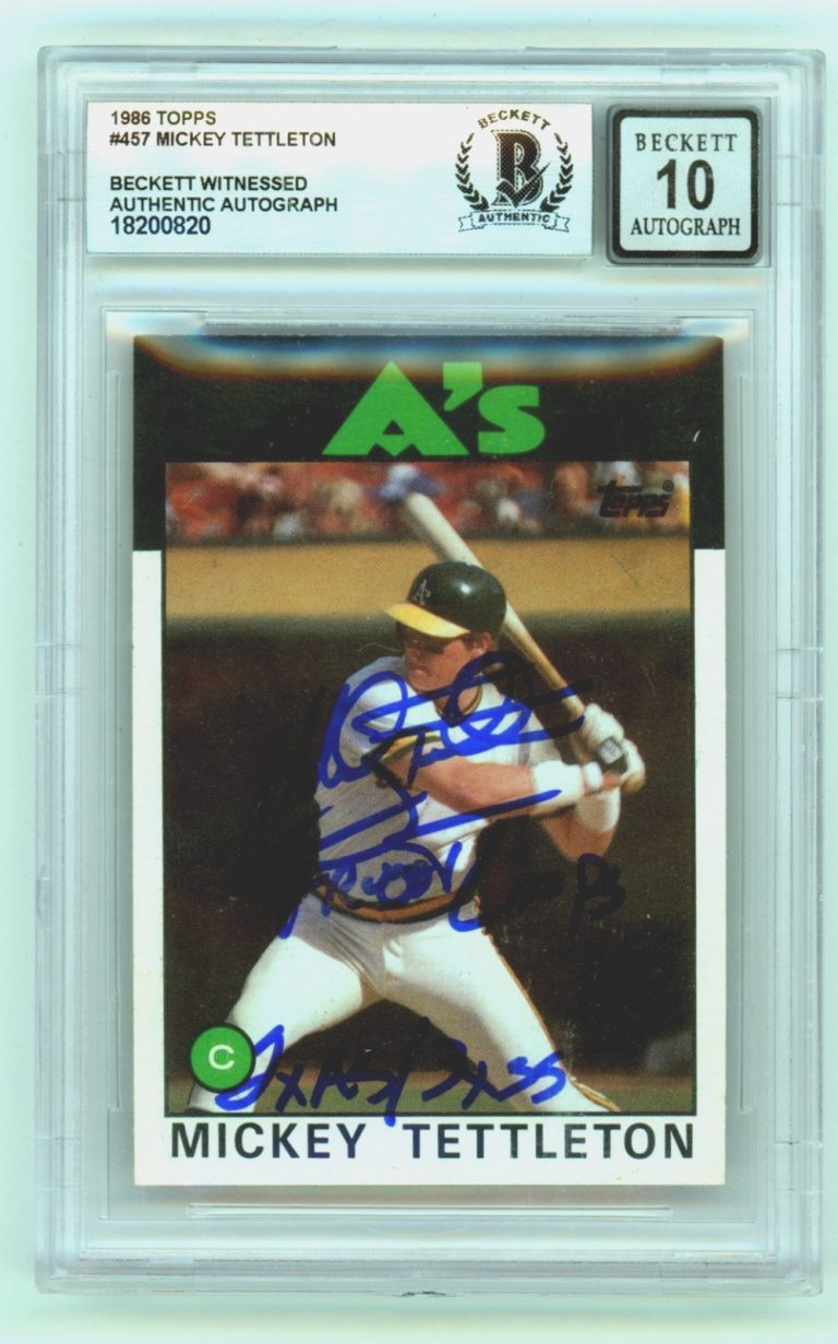 Mickey Tettleton 1986 Topps 457 Signed RC w/ 3 Inscriptions Beckett BGS 10 Auto