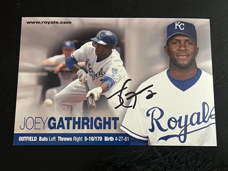 SIGNED BASEBALL POSTCARD AUTO KANSAS CITY ROYALS TI MLB JOEY GATHRIGHT