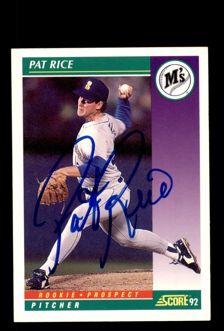 Signed Baseball Card Auto Pat Rice 1992 Score #423 Seattle Mariners