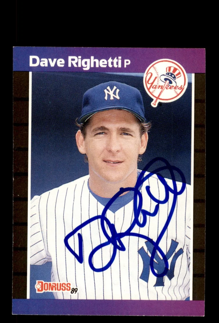Signed Baseball Card Auto Dave Righetti 1989 Donruss #78 New York Yankees