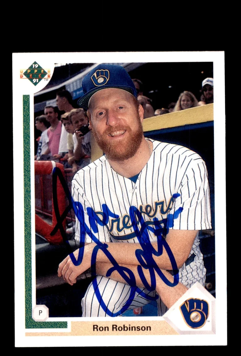 Signed Baseball Card Auto Ron Robinson 1991 Upper Deck #620 Milwaukee Brewers
